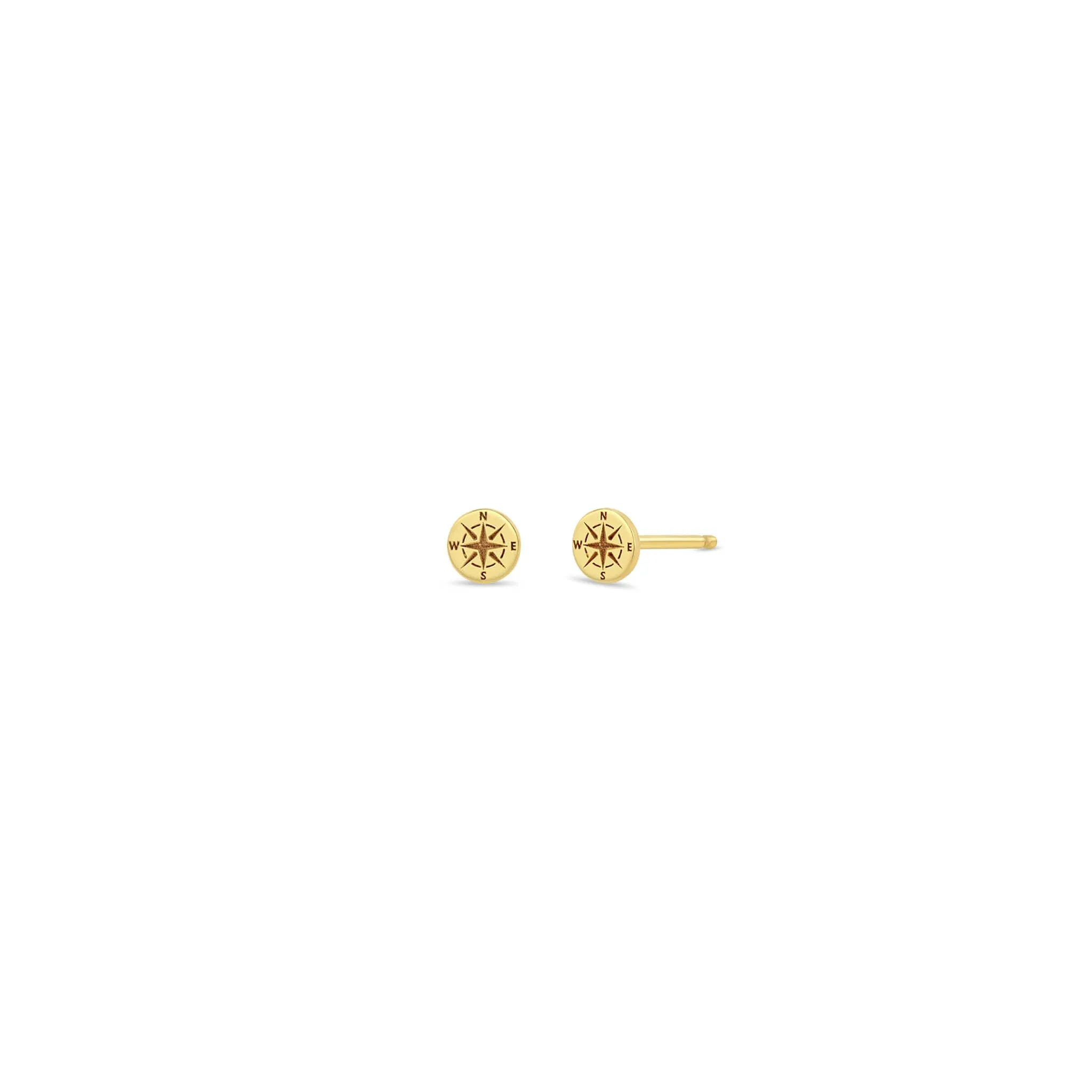 14k Itty Bitty Compass Stud