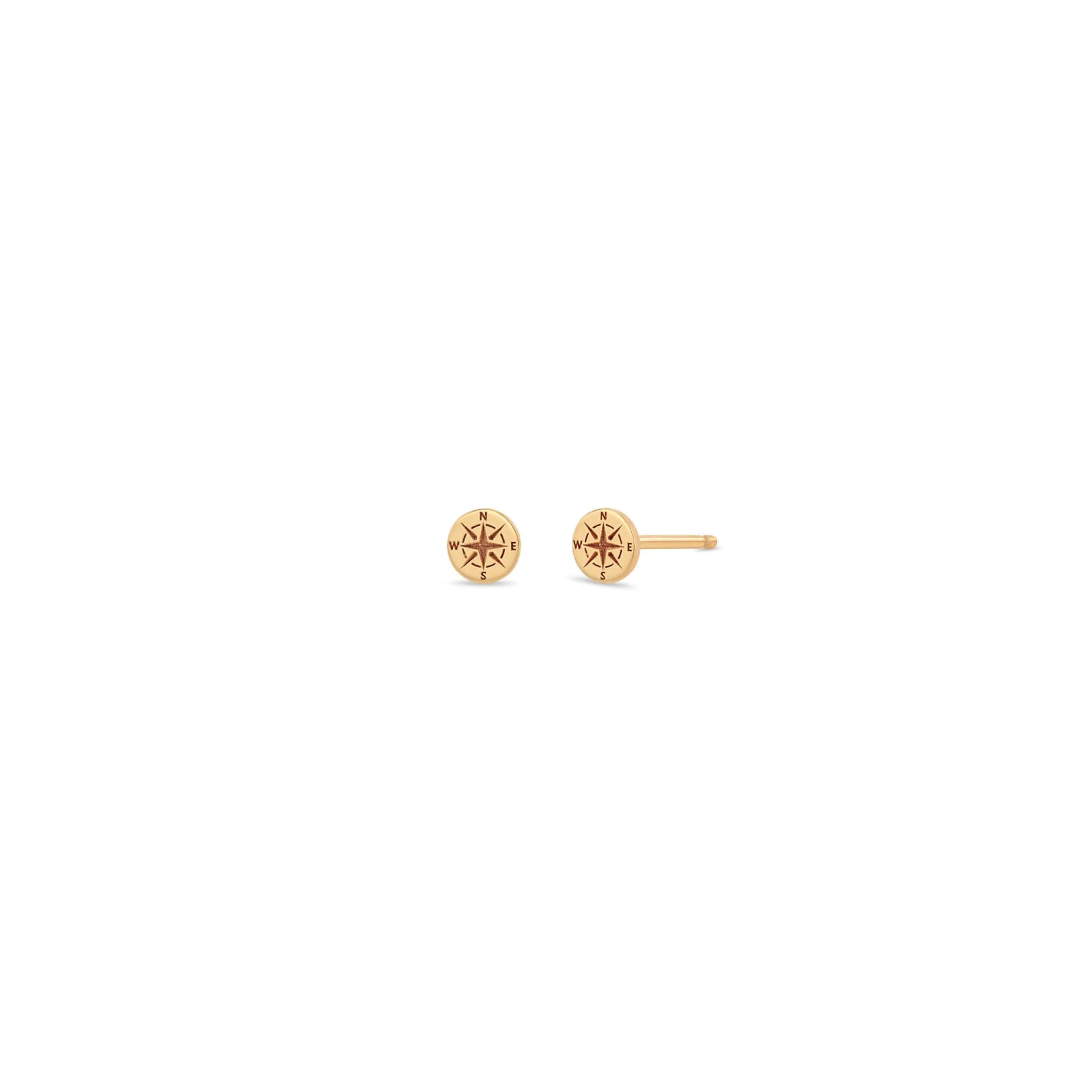14k Itty Bitty Compass Stud
