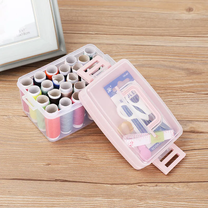 2 Layers Portable Sewing Kit Box-Pink