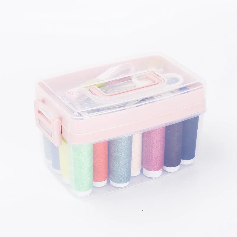 2 Layers Portable Sewing Kit Box-Pink