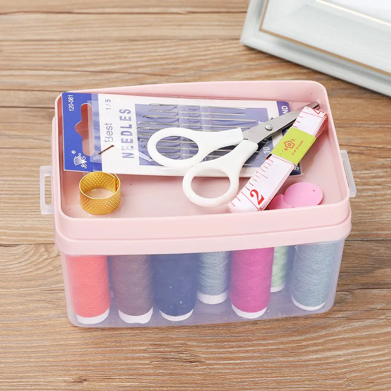 2 Layers Portable Sewing Kit Box-Pink