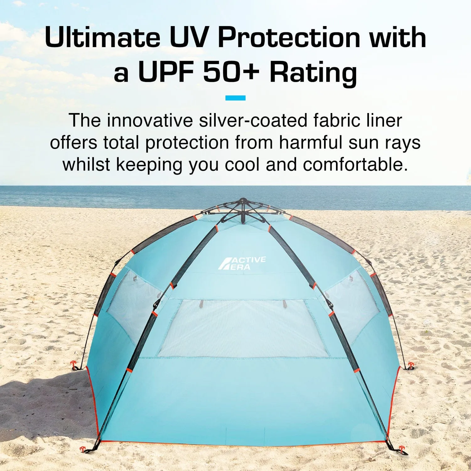 3-4 Person Luxury Beach Tent with UPF 50  Rated Sun Protection