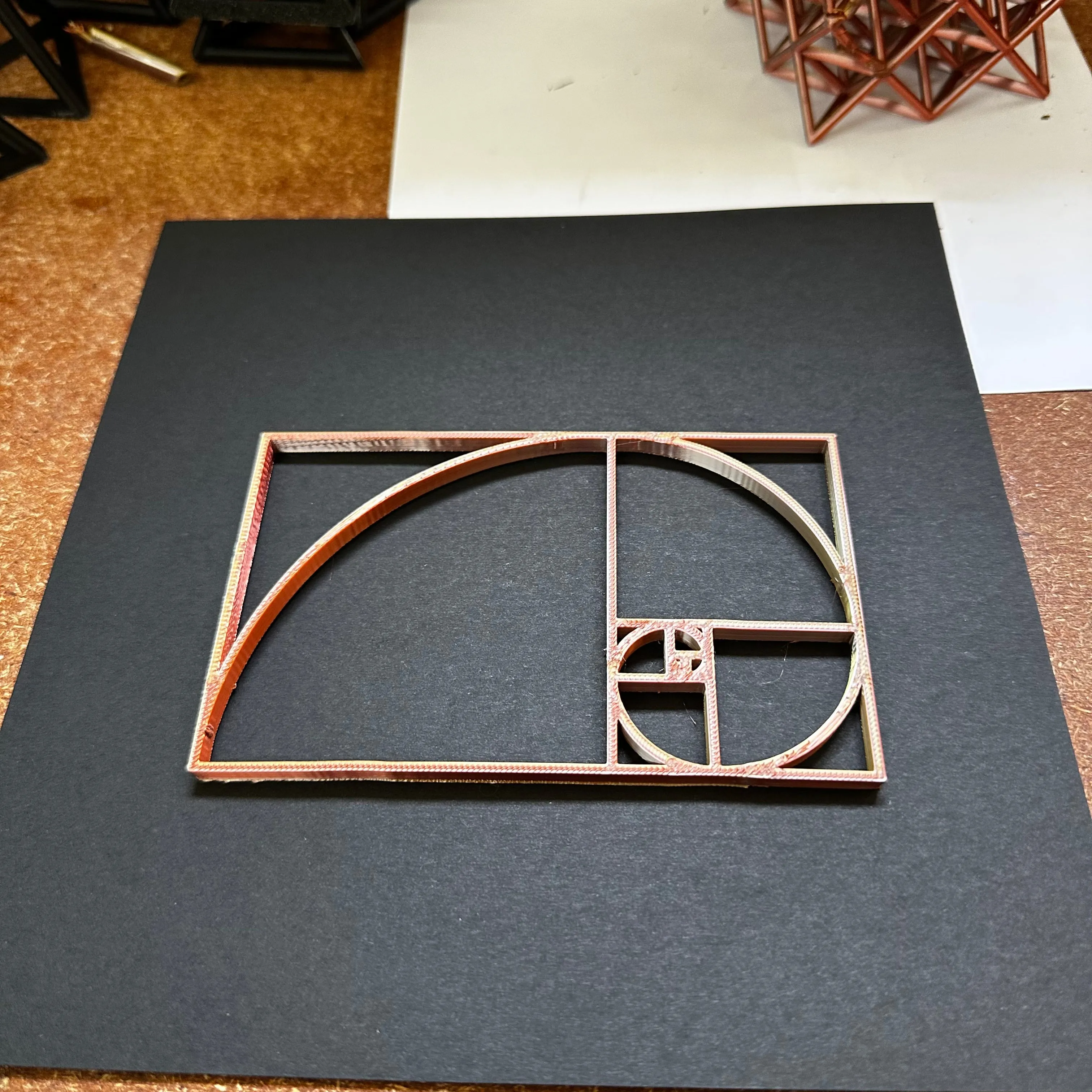3D Printed Fibonacci Spiral  Golden Ratio Rectangle 5 x 3
