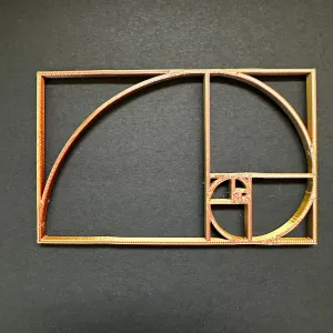 3D Printed Fibonacci Spiral  Golden Ratio Rectangle 5 x 3
