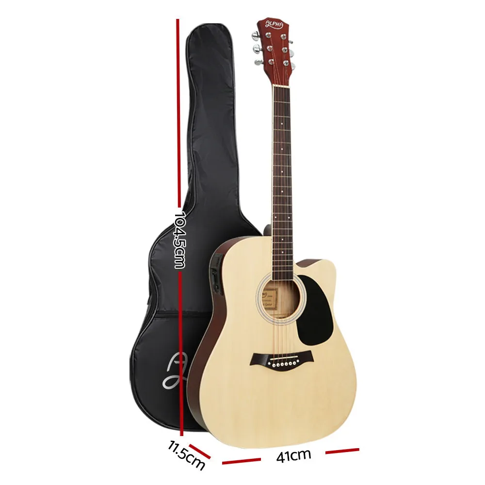 41" Acoustic Electric Guitar 5-Band EQ Stand Capo Strap Picks - Alpha