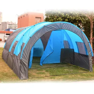 5-8 People Large Camping Tent Waterproof Canvas Fiberglass Family Tunnel 10 Person Tents equipment outdoor mountaineering Party