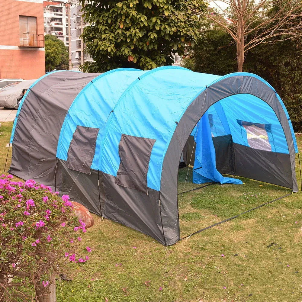 5-8 People Large Camping Tent Waterproof Canvas Fiberglass Family Tunnel 10 Person Tents equipment outdoor mountaineering Party