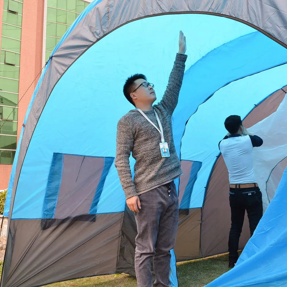 5-8 People Large Camping Tent Waterproof Canvas Fiberglass Family Tunnel 10 Person Tents equipment outdoor mountaineering Party
