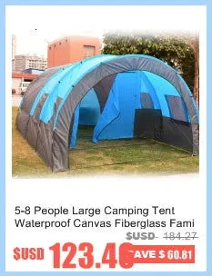 5-8 People Large Camping Tent Waterproof Canvas Fiberglass Family Tunnel 10 Person Tents equipment outdoor mountaineering Party