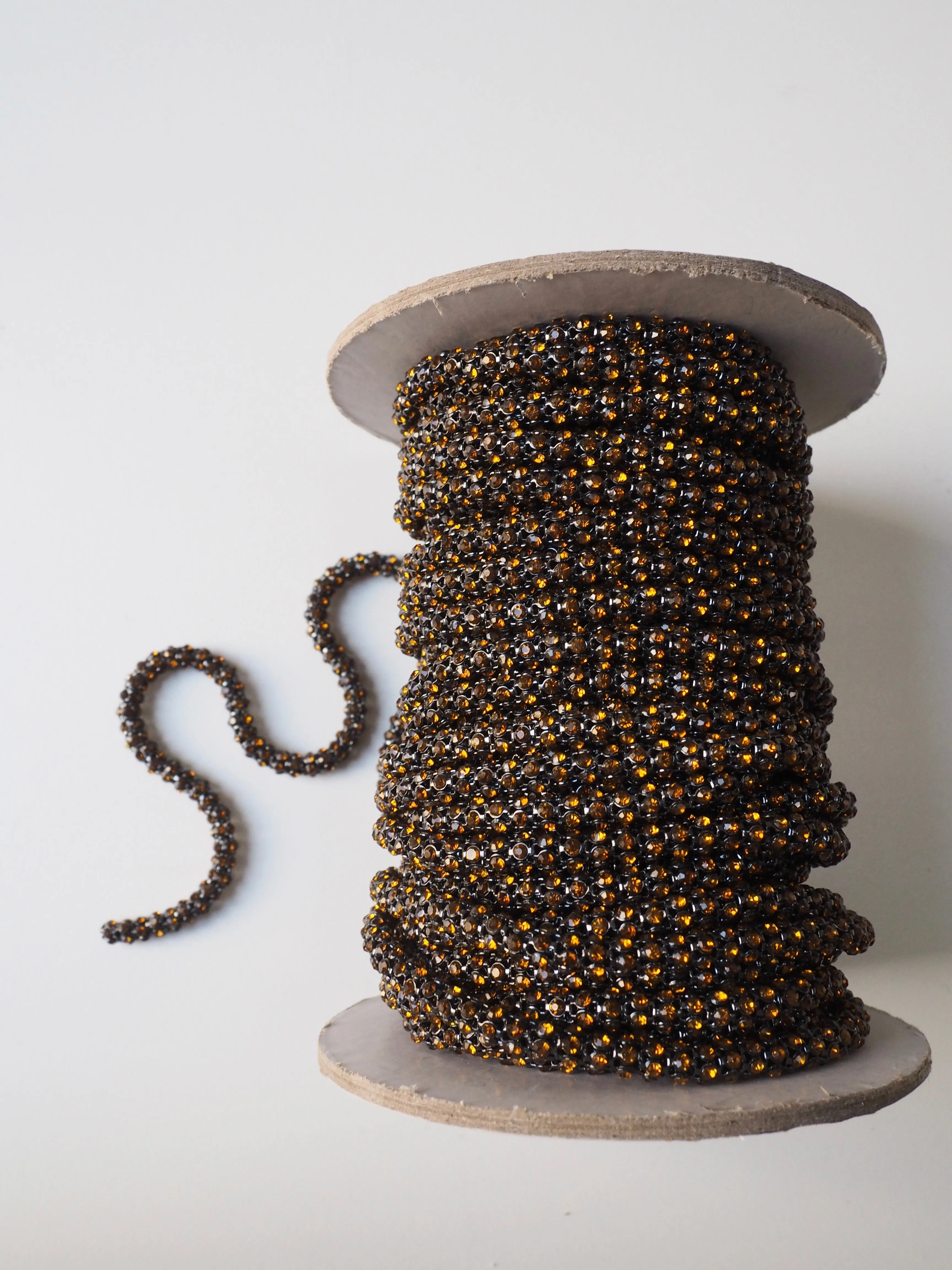 Amber Crystal Tube Chain Trim - 7mm