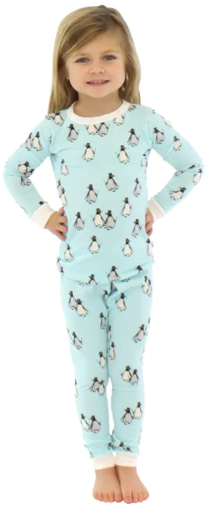 Bed Head L/S 2 Piece PJ Blue Penguins on Parade