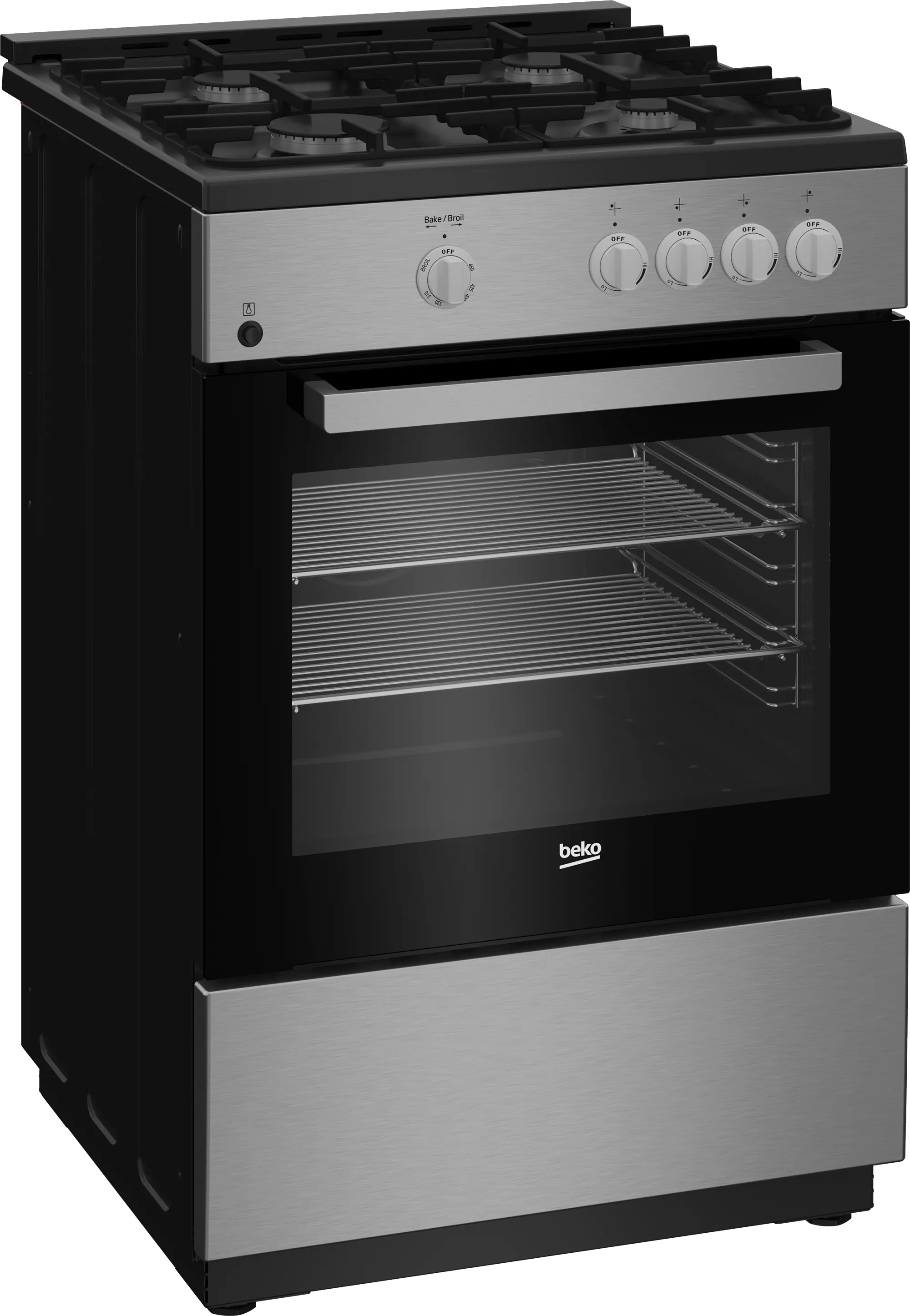 Beko SLGR24410SS 24" Stainless Steel Slide-In Gas Range