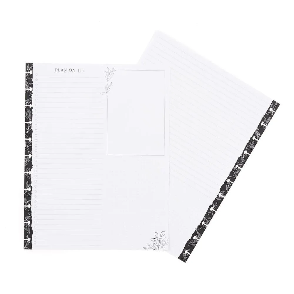 Black & White Florals - Dashboard Big Filler Paper - 40 Sheets