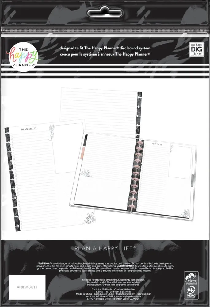Black & White Florals - Dashboard Big Filler Paper - 40 Sheets