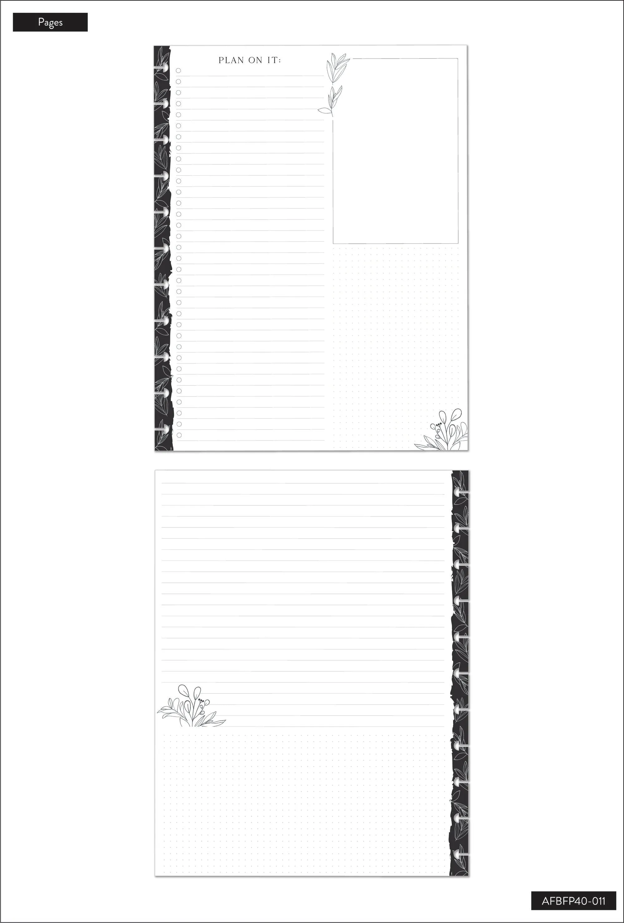 Black & White Florals - Dashboard Big Filler Paper - 40 Sheets