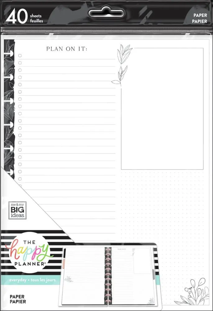 Black & White Florals - Dashboard Big Filler Paper - 40 Sheets