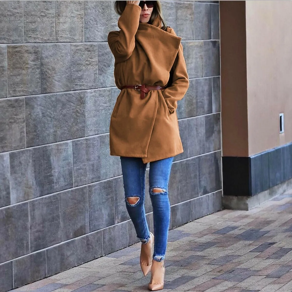 Cold-weather Wool Blend Lapel Outwear Jacket