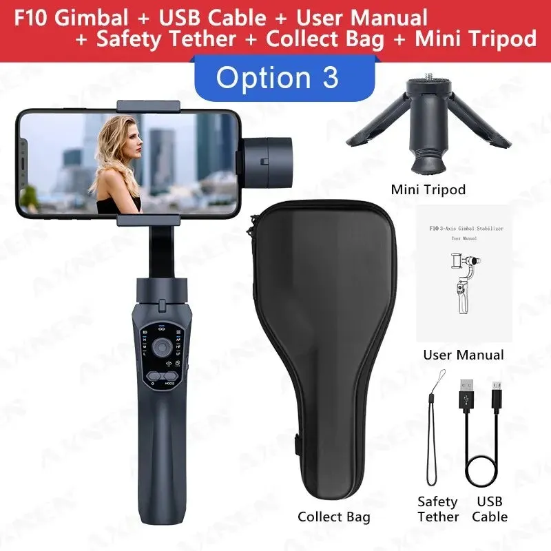 Collection F10 3 Axis Gimbal Stabilizer for Android and Iphone Vlogging