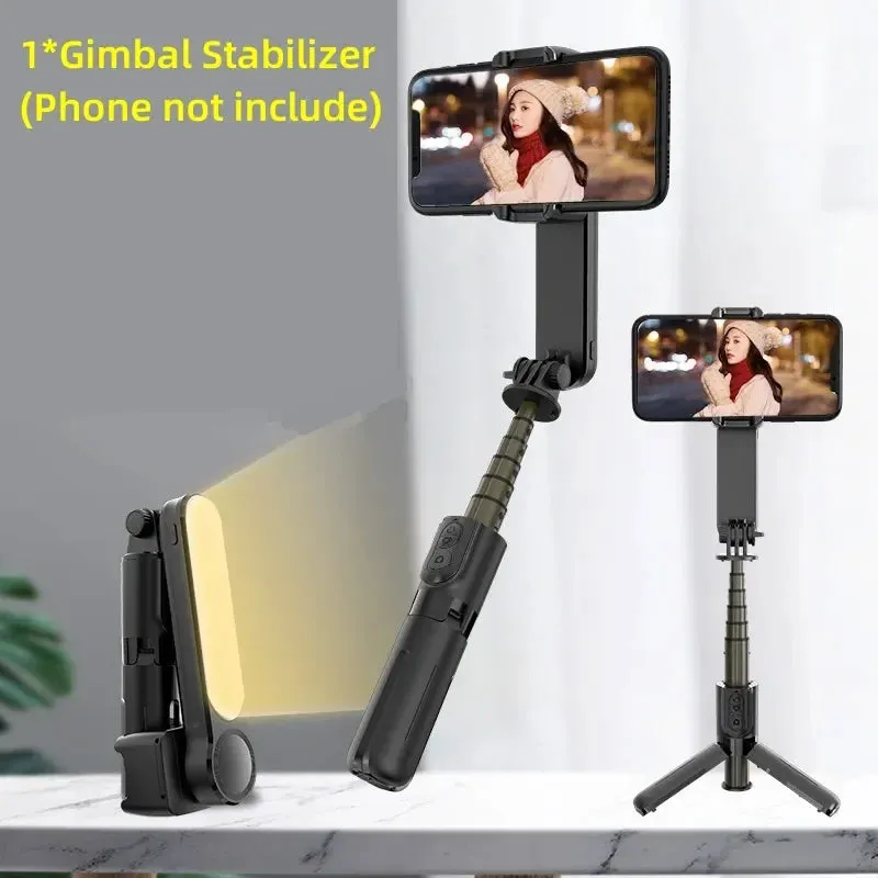 Collection Handheld Gimbal Stabilizer Selfie Stick L09 Bluetooth Mobile Phone Holder with Adjustable Fill Light