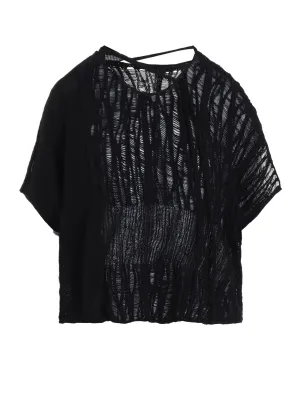 DROP NEEDLE STRIPE CROPPED PANEL PULLOVER