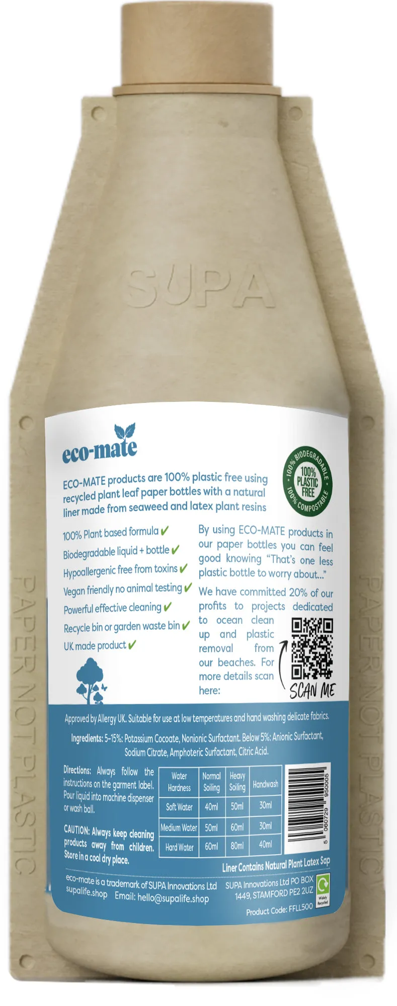 eco-mate Fragrance Free Non-Bio Laundry Liquid 500ml