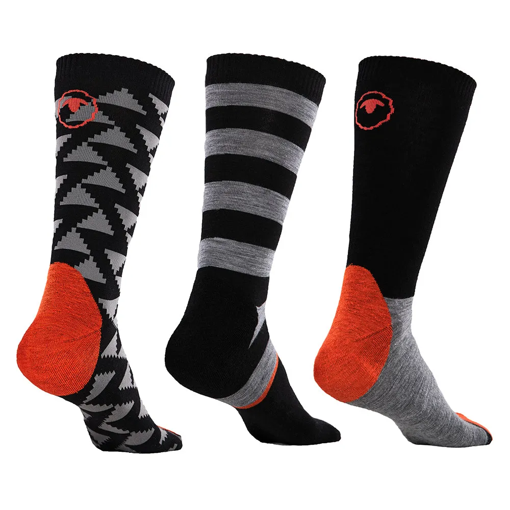 Merino Blend Everyday Socks (3 Pack - Black/Charcoal)