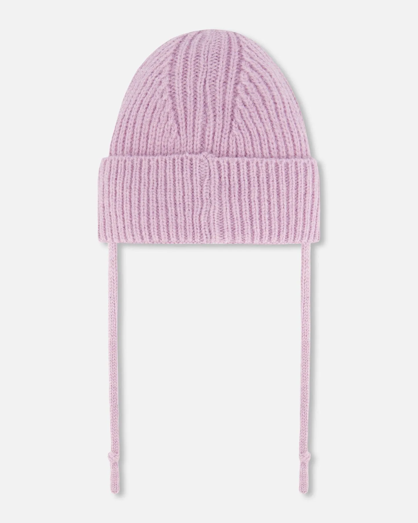 Mid-Season Knit Hat With Strings Lilac