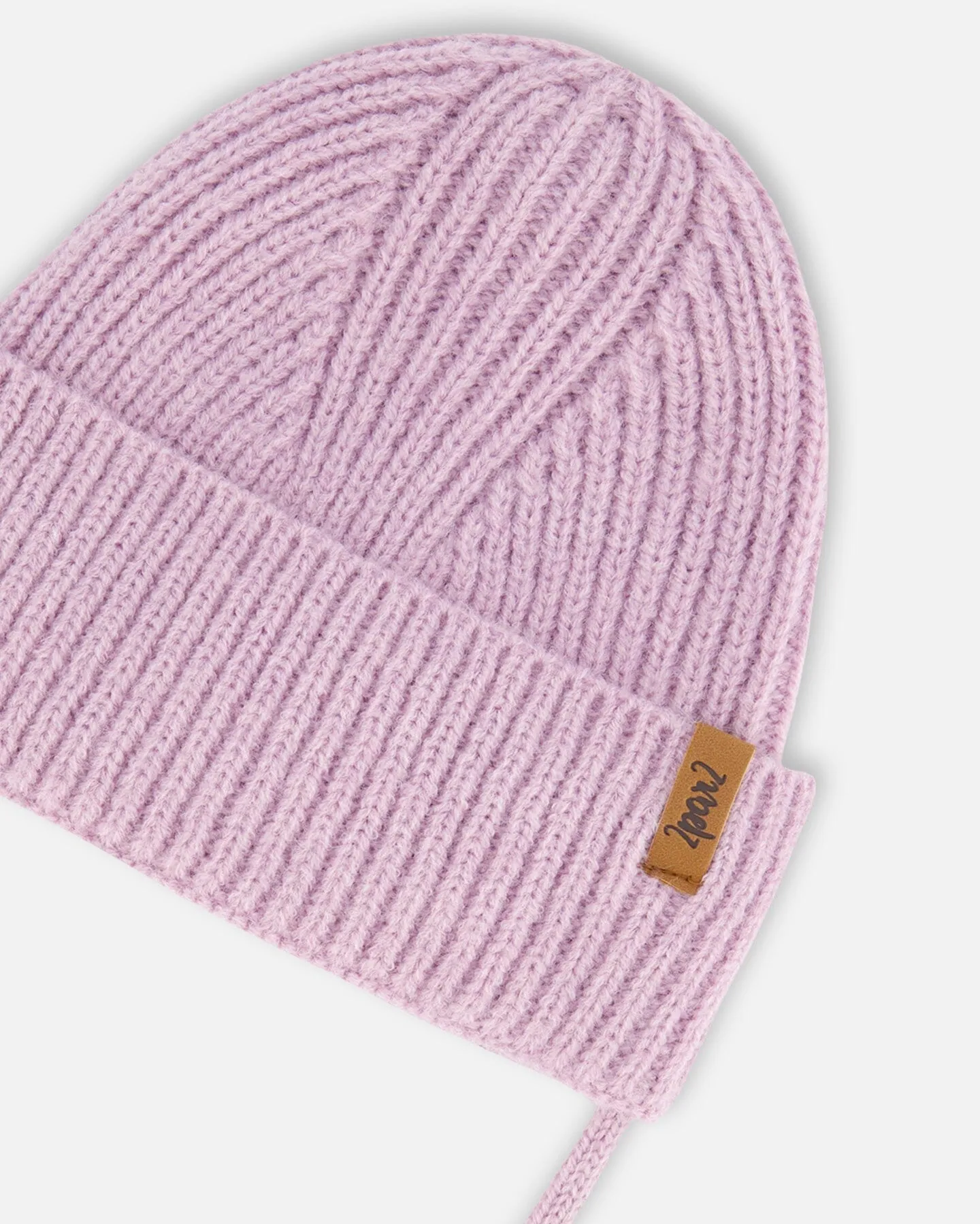 Mid-Season Knit Hat With Strings Lilac