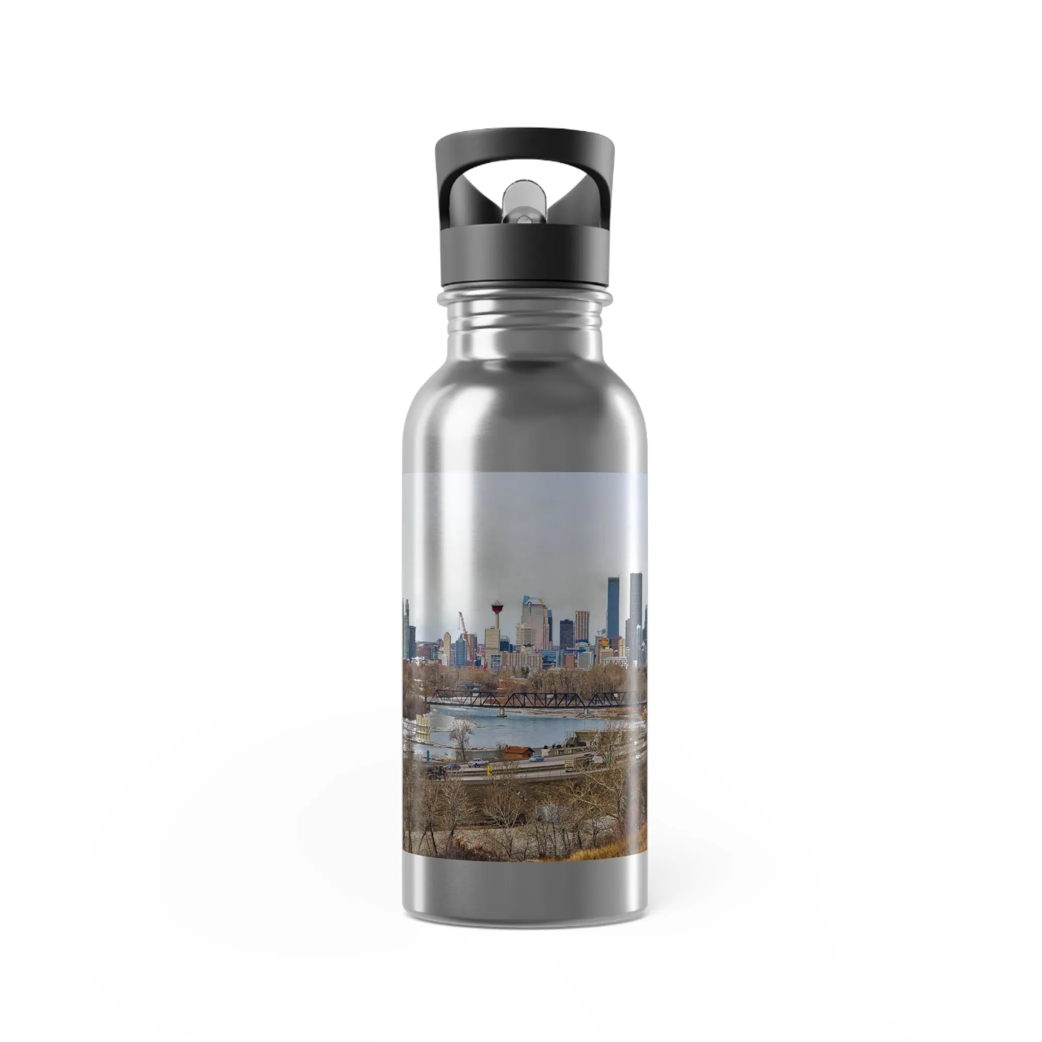 Stainless Steel Water Bottle With Straw, 20oz - Downtown Calgary Max Bell Centre HDR