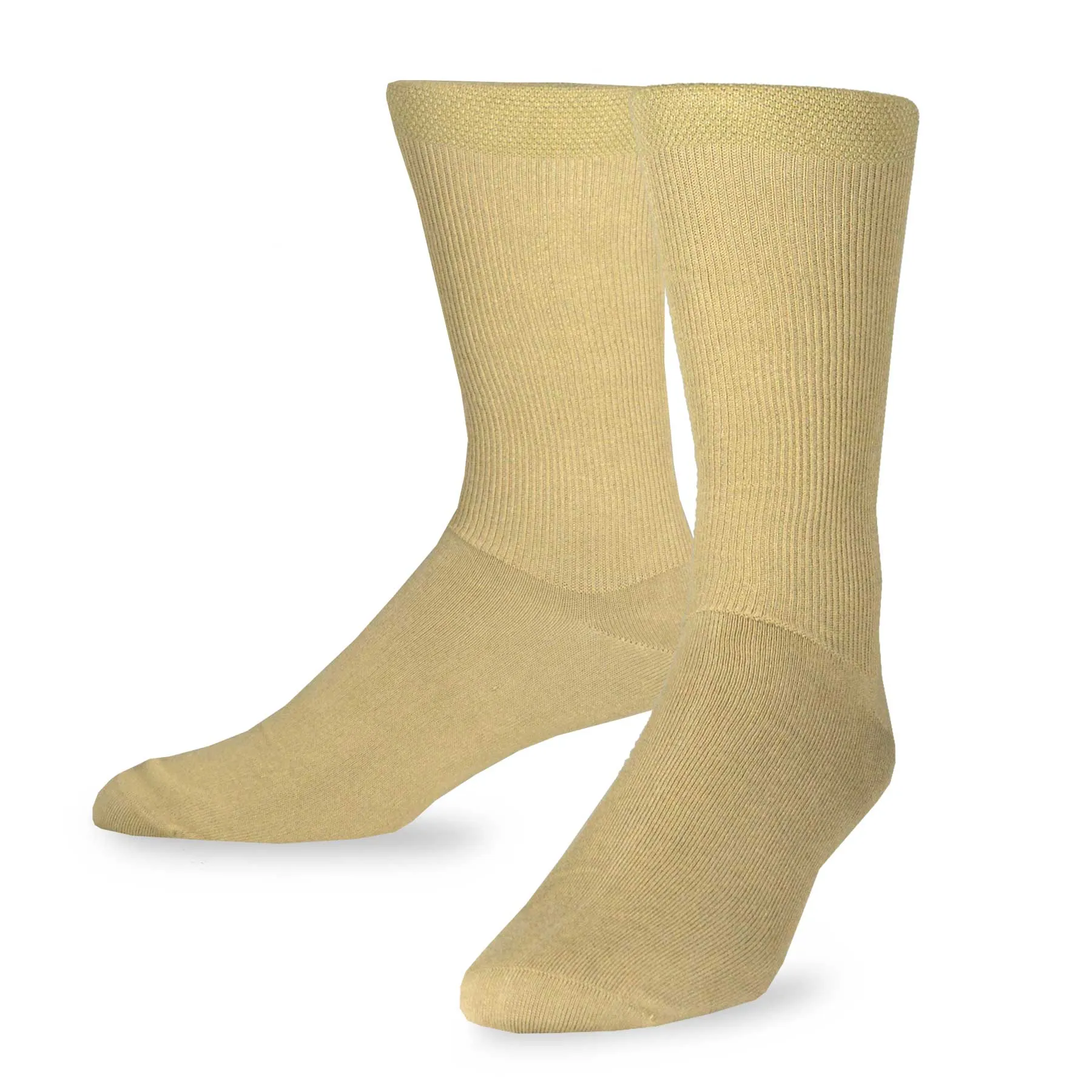 TeeHee Socks Men's Casual Bamboo Crew White, Khaki, Brown 3-Pack (50022)